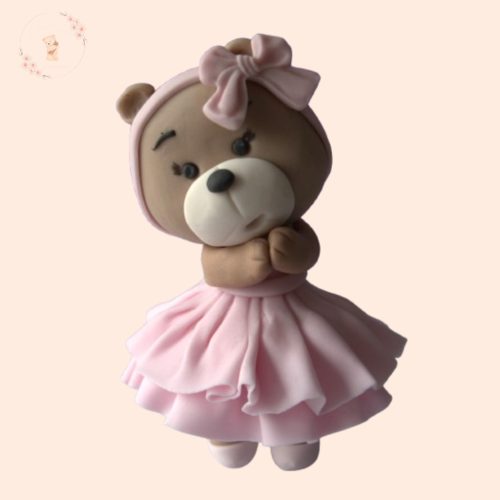 Balerina maci és nyuszi cukor tortadísz – lányos tortadekor – születésnapra, keresztelőre – kézzel készült figurák