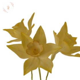   Nárcisz cukorvirág – sárga kézzel készült fondant tortadísz (7 cm)
