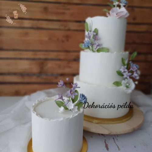 Szarkaláb cukorvirág ág – lilás fondant virág bimbókkal