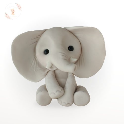 Nagy elefánt tortadísz – 10–11 cm – kézzel készült cukorfigura, szafari témájú tortára