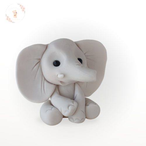 Cukor elefánt tortadísz – 8 cm – kézzel formázott, bájos megjelenésű szafari figura