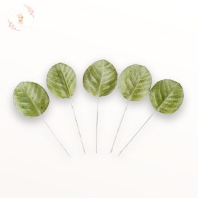Zöld rózsalevél szett – 5 darab különálló drótra húzott cukorlevél tortadíszhez