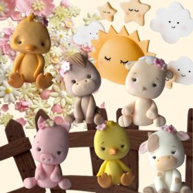   Farm állatos cukorfigura szett – teljes tortadísz csomag 