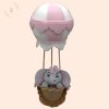 Hőlégballon tortadísz figurával – macis, elefántos, unikornisos változat (rózsaszín, kék)