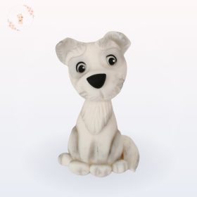 fehér ülő kiskutya tortadísz kézzel készült figura