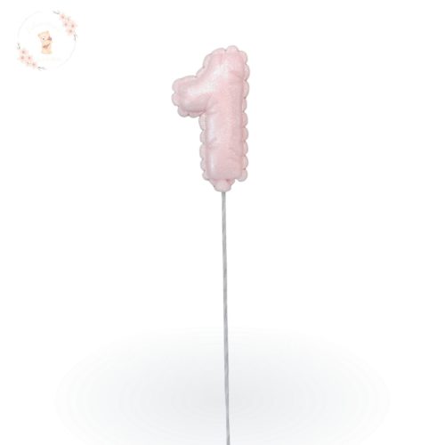 rózsaszín lufi szám tortadísz 1-es szám pasztell születésnapi tortához