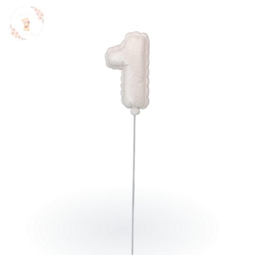 fehér lufi szám tortadísz 1-es szám elegáns tortadísz születésnapra