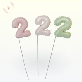 lufi szám tortadísz 2-es szám három színben rózsaszín fehér menta születésnapi tortára